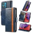 For Motorola Moto G84 CaseNeo Splicing Dual Magnetic Buckle Leather Phone Case(Blue) - 1