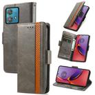 For Motorola Moto G84 CaseNeo Splicing Dual Magnetic Buckle Leather Phone Case(Grey) - 1