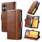 For Xiaomi Redmi 13C CaseNeo Splicing Dual Magnetic Buckle Leather Phone Case(Brown) - 1