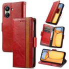 For Xiaomi Redmi 13C CaseNeo Splicing Dual Magnetic Buckle Leather Phone Case(Red) - 1