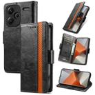 For Xiaomi Redmi Note 13 Pro+ CaseNeo Splicing Dual Magnetic Buckle Leather Phone Case(Black) - 1