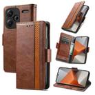 For Xiaomi Redmi Note 13 Pro+ CaseNeo Splicing Dual Magnetic Buckle Leather Phone Case(Brown) - 1