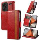 For Xiaomi Redmi Note 13 Pro+ CaseNeo Splicing Dual Magnetic Buckle Leather Phone Case(Red) - 1