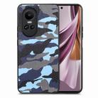 For OPPO Reno10 /10 Pro 5G Global Retro Camouflage Leather Back Phone Case(Blue) - 1