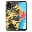 For OPPO A58 4G Retro Camouflage Leather Back Phone Case(Yellow) - 1