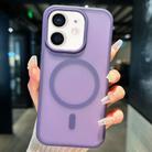 For iPhone 11 Transparent TPU Hybrid PC Magsafe Phone Case(Purple) - 1