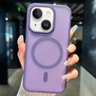 For iPhone 14 Transparent TPU Hybrid PC Magsafe Phone Case(Purple) - 1