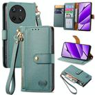 For Realme 11 4G Global Love Zipper Lanyard Leather Phone Case(Green) - 1