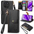 For Realme 11 4G Global Love Zipper Lanyard Leather Phone Case(Black) - 1