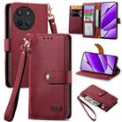 For Realme 11 4G Global Love Zipper Lanyard Leather Phone Case(Red) - 1