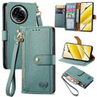 For Realme 5G Global Love Zipper Lanyard Leather Phone Case(Green) - 1