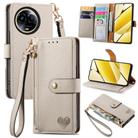 For Realme 5G Global Love Zipper Lanyard Leather Phone Case(White) - 1