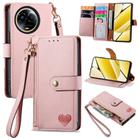 For Realme 5G Global Love Zipper Lanyard Leather Phone Case(Pink) - 1