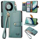 For Huawei Mate 60 Pro Love Zipper Lanyard Leather Phone Case(Green) - 1