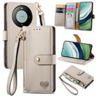 For Huawei Mate 60 Love Zipper Lanyard Leather Phone Case(White) - 1