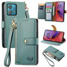 For Motorola Moto G84 Love Zipper Lanyard Leather Phone Case(Green) - 1