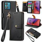 For Motorola Moto G84 Love Zipper Lanyard Leather Phone Case(Black) - 1