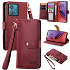 For Motorola Moto G84 Love Zipper Lanyard Leather Phone Case(Red) - 1