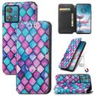 For Motorola Edge 40 Neo CaseNeo Colorful Magnetic Leather Phone Case(Purple Scales) - 1