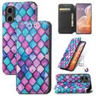 For Motorola Moto G85 CaseNeo Colorful Magnetic Leather Phone Case(Purple Scales) - 1