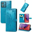 For Motorola Moto G84 Mandala Flower Embossed Leather Phone Case(Blue) - 1