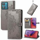 For Motorola Moto G84 Mandala Flower Embossed Leather Phone Case(Gray) - 1