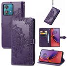 For Motorola Moto G84 Mandala Flower Embossed Leather Phone Case(Purple) - 1