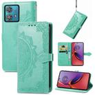 For Motorola Moto G84 Mandala Flower Embossed Leather Phone Case(Green) - 1