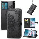 For Motorola  Edge 40 Neo Mandala Flower Embossed Leather Phone Case(Black) - 1