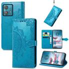 For Motorola  Edge 40 Neo Mandala Flower Embossed Leather Phone Case(Blue) - 1