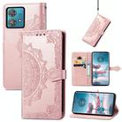 For Motorola  Edge 40 Neo Mandala Flower Embossed Leather Phone Case(Rose Gold) - 1