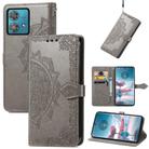 For Motorola  Edge 40 Neo Mandala Flower Embossed Leather Phone Case(Gray) - 1