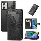 For Motorola G54 5G Mandala Flower Embossed Leather Phone Case(Black) - 1