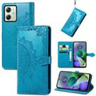 For Motorola G54 5G Mandala Flower Embossed Leather Phone Case(Blue) - 1