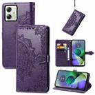 For Motorola G54 5G Mandala Flower Embossed Leather Phone Case(Purple) - 1