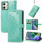 For Motorola G54 5G Mandala Flower Embossed Leather Phone Case(Green) - 1