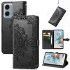 For Motorola Moto G24 Power Mandala Flower Embossed Leather Phone Case(Black) - 1