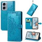 For Motorola Moto G24 Power Mandala Flower Embossed Leather Phone Case(Blue) - 1