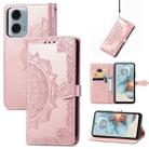 For Motorola Moto G24 Power Mandala Flower Embossed Leather Phone Case(Rose Gold) - 1