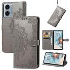 For Motorola Moto G24 Power Mandala Flower Embossed Leather Phone Case(Gray) - 1