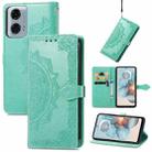 For Motorola Moto G24 Power Mandala Flower Embossed Leather Phone Case(Green) - 1