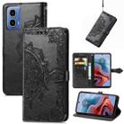 For Motorola Moto G34 Mandala Flower Embossed Leather Phone Case(Black) - 1