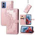 For Motorola Moto G34 Mandala Flower Embossed Leather Phone Case(Rose Gold) - 1