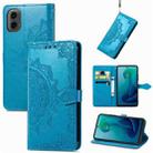 For Motorola Moto G 2024 Mandala Flower Embossed Leather Phone Case(Blue) - 1