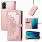 For Motorola Moto G 2024 Mandala Flower Embossed Leather Phone Case(Rose Gold) - 1