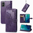 For Motorola Moto G 2024 Mandala Flower Embossed Leather Phone Case(Purple) - 1