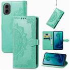 For Motorola Moto G 2024 Mandala Flower Embossed Leather Phone Case(Green) - 1