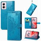 For Motorola Moto G Power 2024 Mandala Flower Embossed Leather Phone Case(Blue) - 1