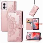 For Motorola Moto G Power 2024 Mandala Flower Embossed Leather Phone Case(Rose Gold) - 1