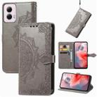 For Motorola Moto G Power 2024 Mandala Flower Embossed Leather Phone Case(Gray) - 1